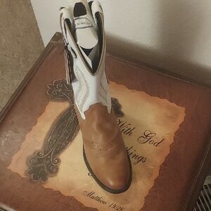Old West Youth Tan and White Western Boots